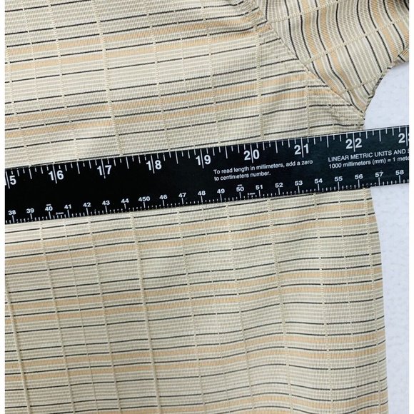 PGA Tour Mens Beige Striped Golf Polo Shirt Size L Short Sleeve Activewear Trip - Picture 8 of 11